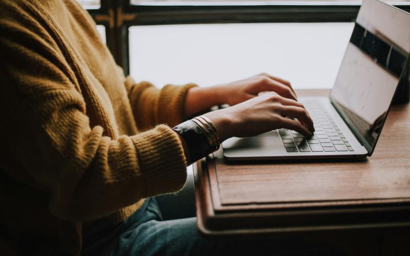 woman on computer